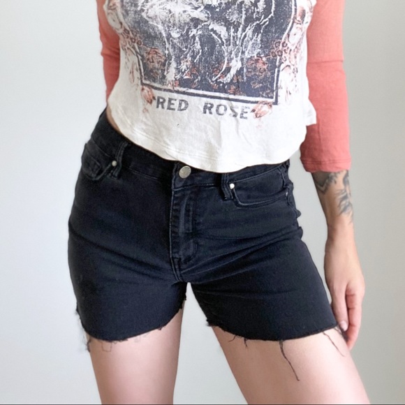Bullhead High Waisted Black Shorts RAW hem, 26 - Picture 3 of 8